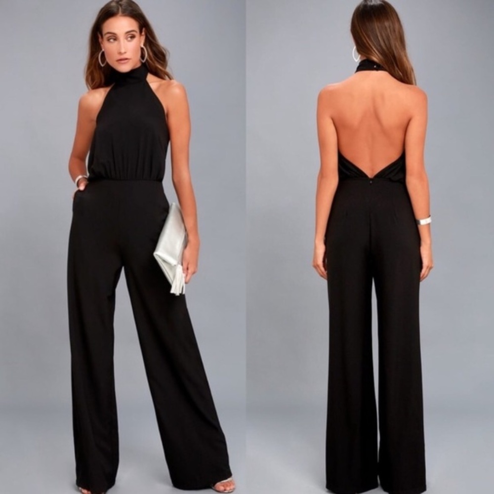 Lulu's Moment for Life Black Halter Jumpsuit